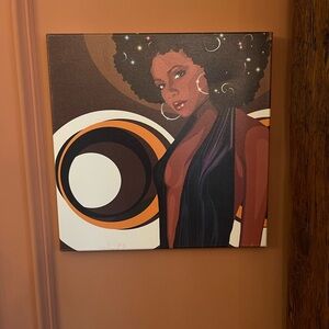 Black Woman Beauty Modern Wall Art Canvas Signed Artwork European 16"x16"